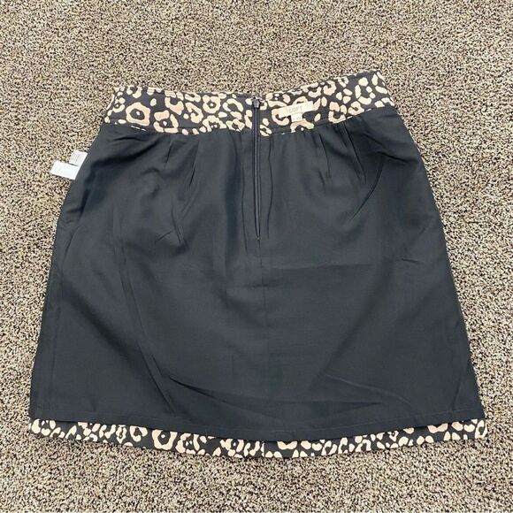 LOFT 8 Brown Animal Print Mini A-Line Skirt Pocket Y2K 90s Grunge Rockstar Retro - Picture 12 of 16